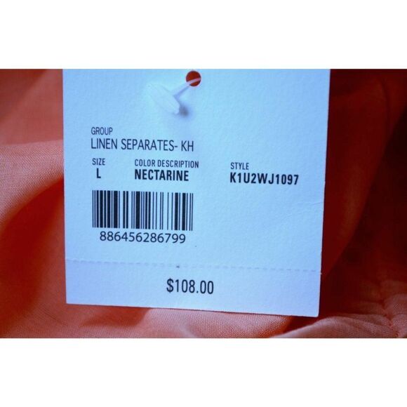 Kate Hill Big Shirt Tunic Top Sz Large Open Front Drawstring Waist Pockets NEW - Picture 5 of 6